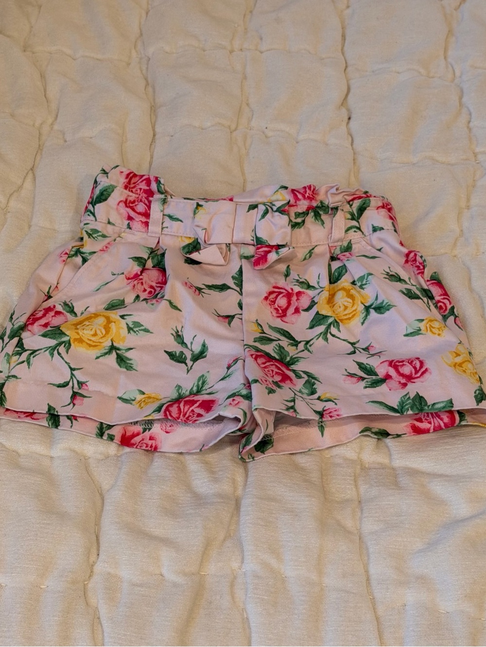 Janie and Jack Pink Floral Tie-Waist Shorts